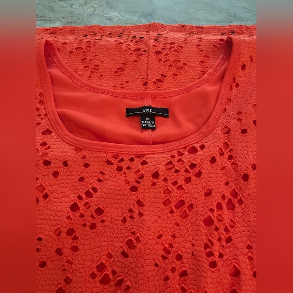 R&K CORAL Sleeveless Eyelet TANK Fully LINED dress. Medium. - Picture 10 of 10